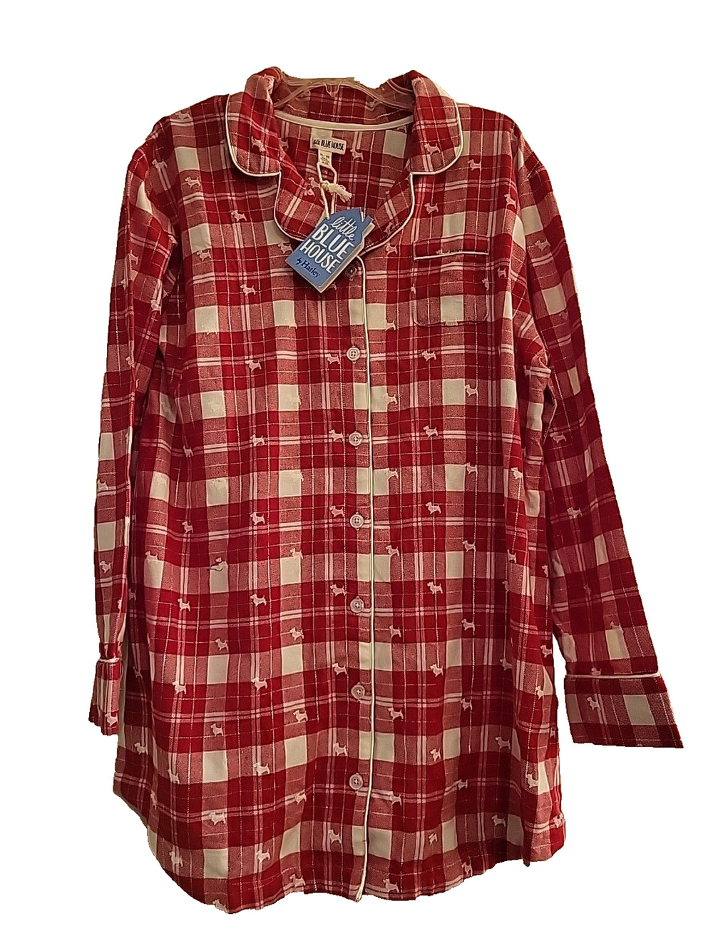 NWT WOMENS little BLUE HOUSE HATLEY WOOFING RED PLAID FLANNEL NIGHTDRESS SIZE XL